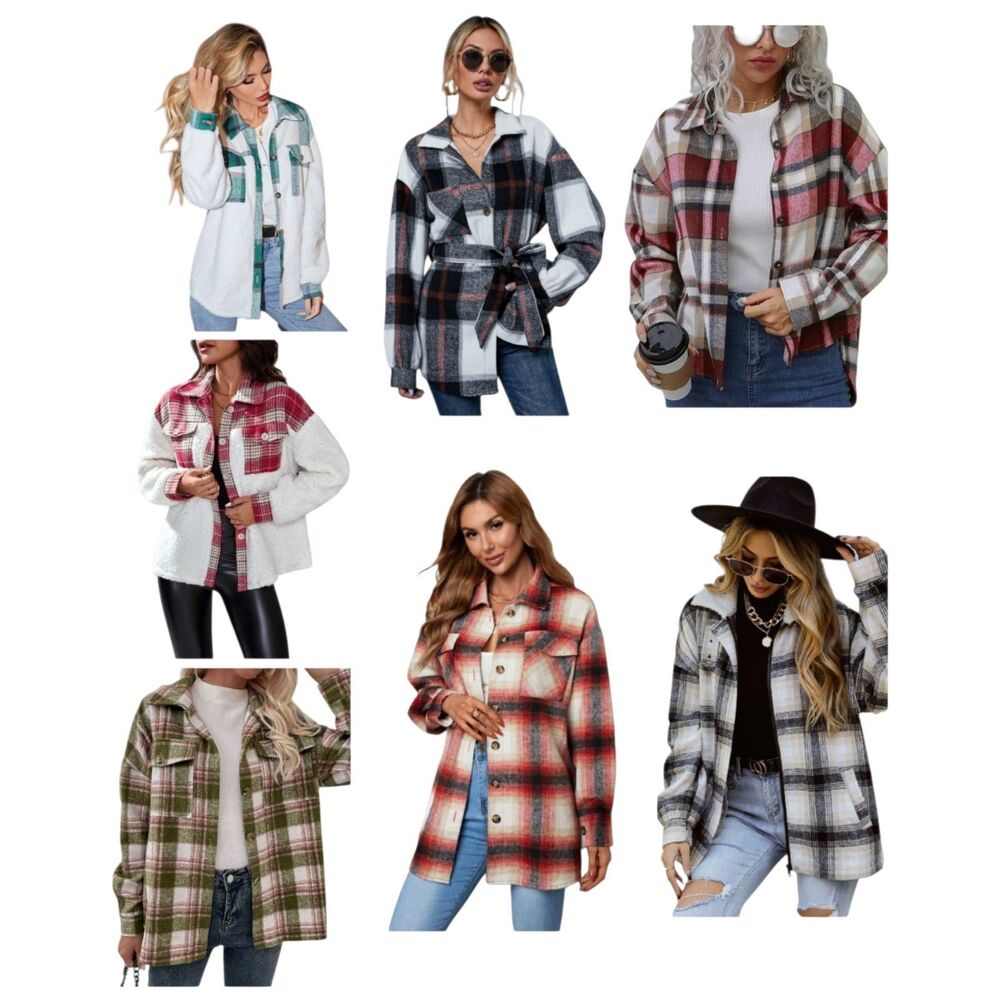 NIP BUNDLE OF 7: Cozy Plaid Shackets & Fleece Jackets - Size XS